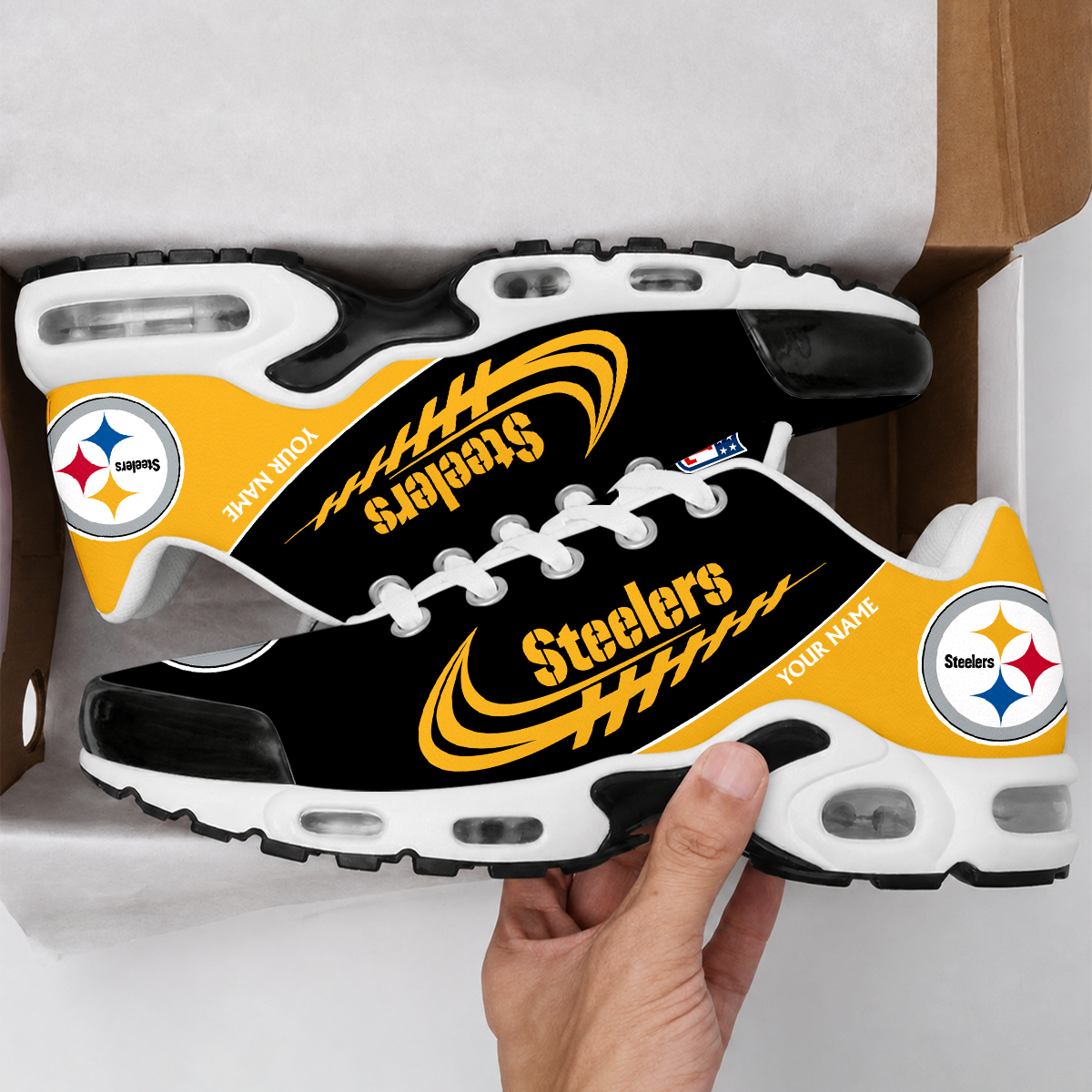 FLASH SALE - NEW CUSTOMIZED NFL14 PSB PITTSBURGH STEELERS AIR MAX PLUS SNEAKERS