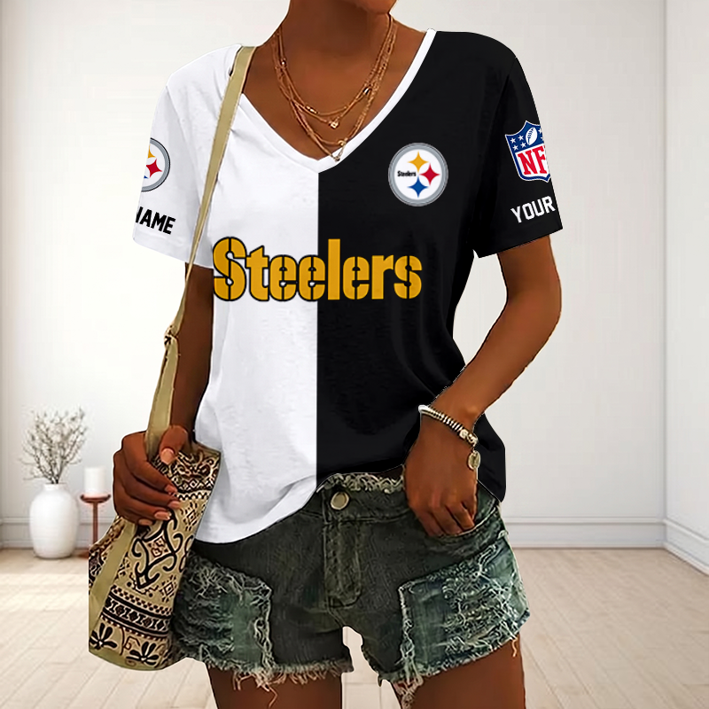 VIRAL EDITION - NEW CUSTOMIZED NFL14 PSB PITTSBURGH STEELERS V-NECK FEMALE SHIRT