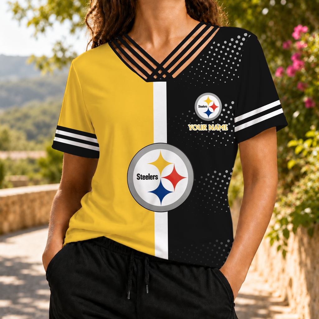 VIRAL EDITION - NEW CUSTOMIZED NFL14 PSB PITTSBURGH STEELERS V-NECK SHIRT