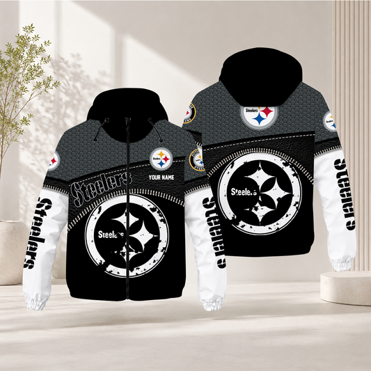 HOT DEAL - NEW CUSTOMIZED NFL14 PSB PITTSBURGH STEELERS WINDBREAKER JACKET