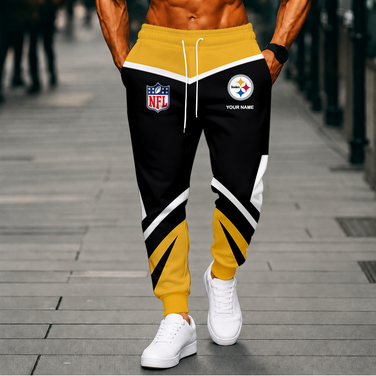 FINAL SALE - NEW CUSTOMIZED NFL14 PSB PITTSBURGH STEELERS SWEATPANTS