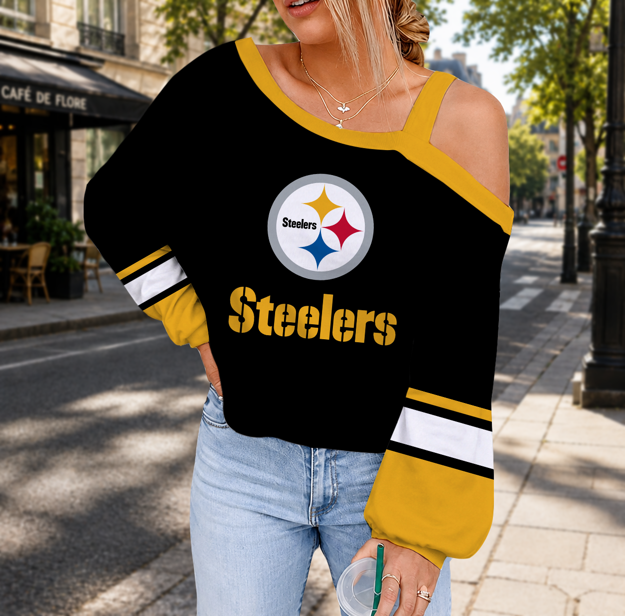 LIMITED EDITION - NEW CUSTOMIZED NFL14 PSB PITTSBURGH STEELERS DROP SHOULDER SWEATSHIRT