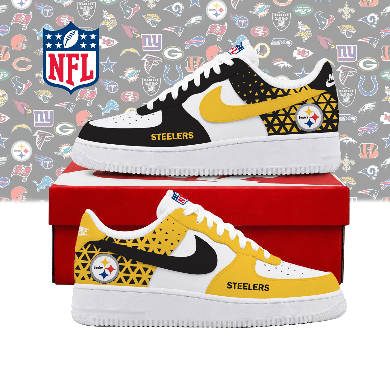 SPECIAL EDITION - NEW CUSTOMIZED NFL14 PSB PITTSBURGH STEELERS AF1 SHOES