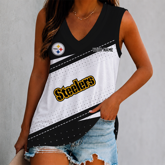 VIRAL EDITION - NEW CUSTOMIZED NFL14 PSB PITTSBURGH STEELERS WOMEN'S V-NECK TANK TOP