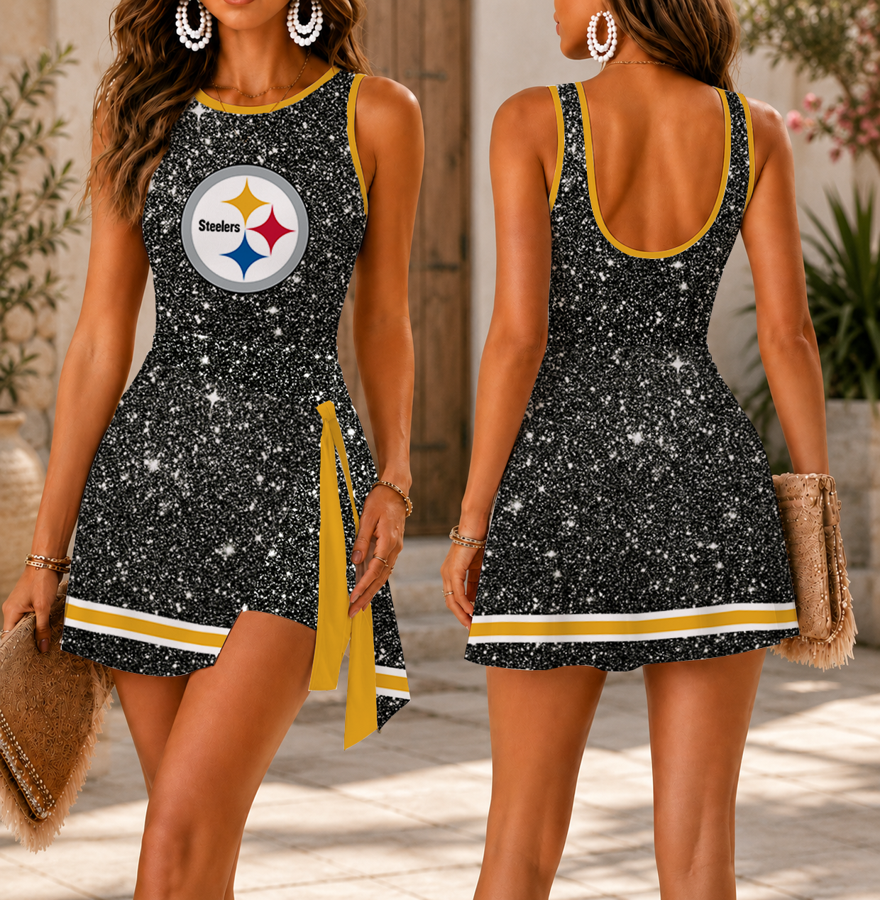 FINAL SALE - NEW CUSTOMIZED NFL14 PSB PITTSBURGH STEELERS WOMEN'S SUMMER SKORT DRESS