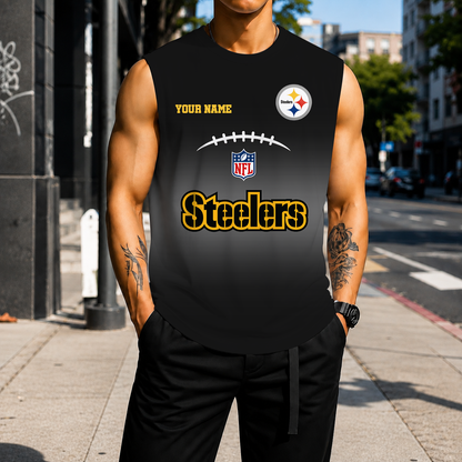 VIRAL EDITION - NEW CUSTOMIZED NFL14 PSB PITTSBURGH STEELERS MEN'S GYM SHIRT