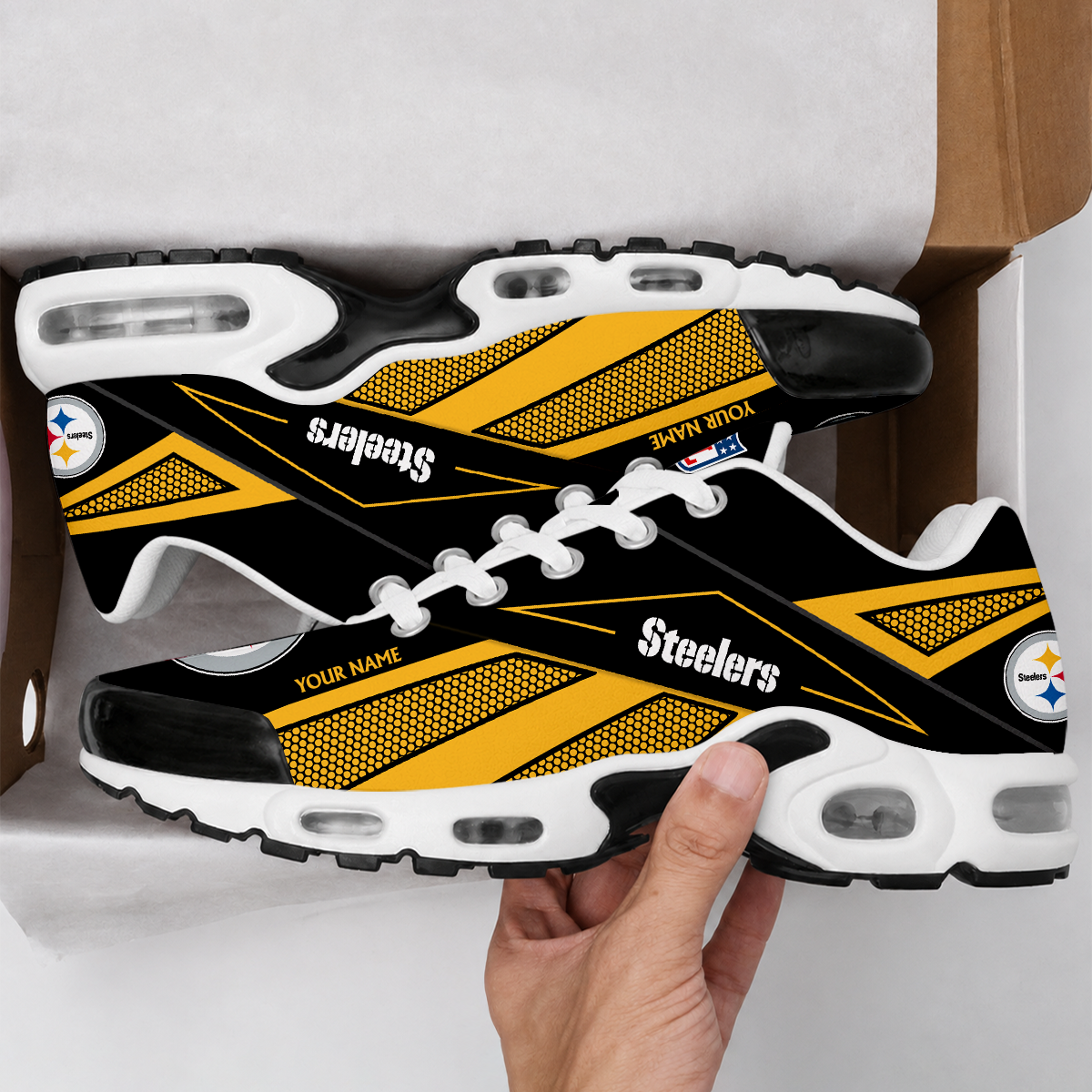 LIMITED EDITION - NEW CUSTOMIZED NFL14 PSB PITTSBURGH STEELERS AIR MAX PLUS SNEAKERS