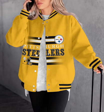 FINAL SALE - NEW CUSTOMIZED NFL14 PSB PITTSBURGH STEELERS SATIN VARSITY & BASEBALL JACKET