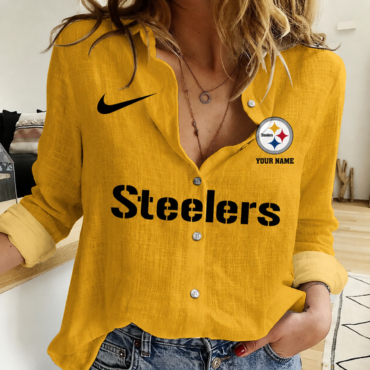 FINAL SALE - NEW CUSTOMIZED NFL14 PSB PITTSBURGH STEELERS WOMEN CASUAL SHIRT