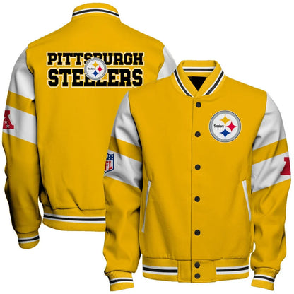 VIRAL EDITION - NEW CUSTOMIZED NFL14 PSB PITTSBURGH STEELERS SATIN VARSITY & BASEBALL JACKET