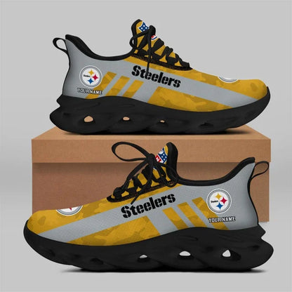 VIRAL EDITION - NEW CUSTOMIZED NFL14 PSB PITTSBURGH STEELERS UNISEX MAX SOUL SHOES
