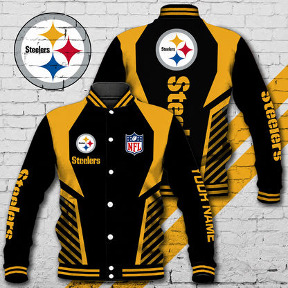 LIMITED EDITION - NEW CUSTOMIZED NFL14 PSB PITTSBURGH STEELERS SATIN VARSITY & BASEBALL JACKET