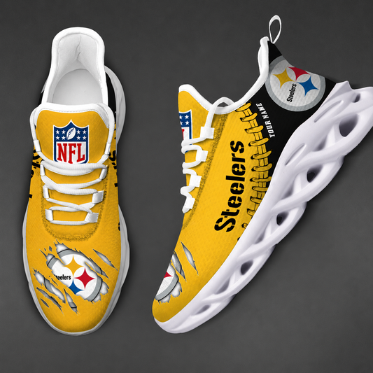 FINAL SALE - NEW CUSTOMIZED NFL14 PSB PITTSBURGH STEELERS UNISEX MAX SOUL SHOES