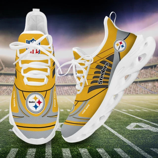 SPECIAL EDITION - NEW CUSTOMIZED NFL14 PSB PITTSBURGH STEELERS UNISEX MAX SOUL SHOES