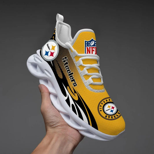 VIRAL EDITION - NEW CUSTOMIZED NFL14 PSB PITTSBURGH STEELERS UNISEX MAX SOUL SHOES