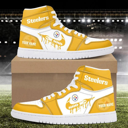 EXCLUSIVE EDITION - NEW CUSTOMIZED NFL14 PSB PITTSBURGH STEELERS AIR JORDAN SNEAKERS
