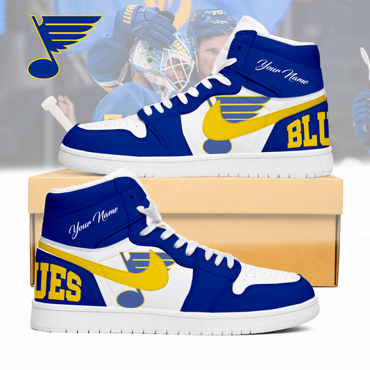 FINAL SALE - NEW CUSTOMIZED NHL14 SLB ST. LOUIS BLUES AIR JORDAN SNEAKERS