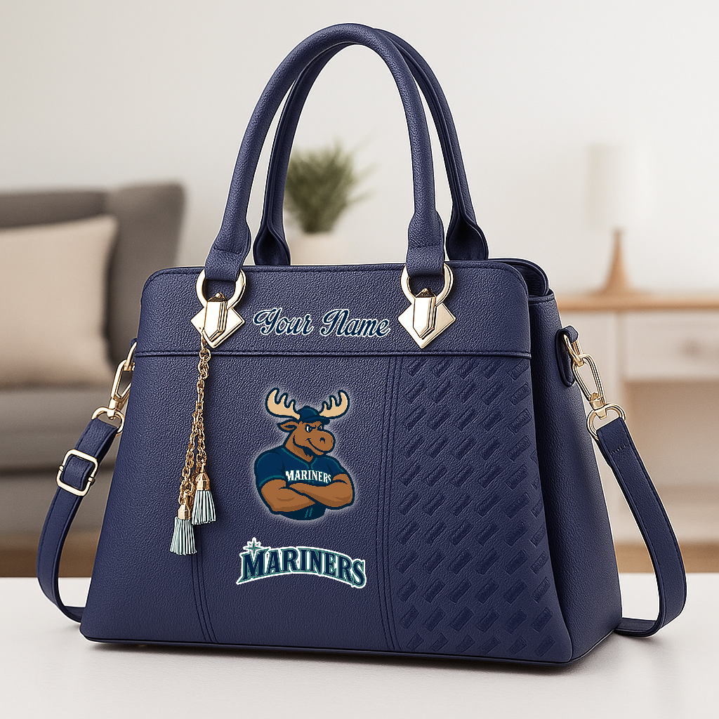 LIMITED EDITION - NEW CUSTOMIZED MLB14 SMS ST MARINERS ZIP HANDBAG MULTICOLOR