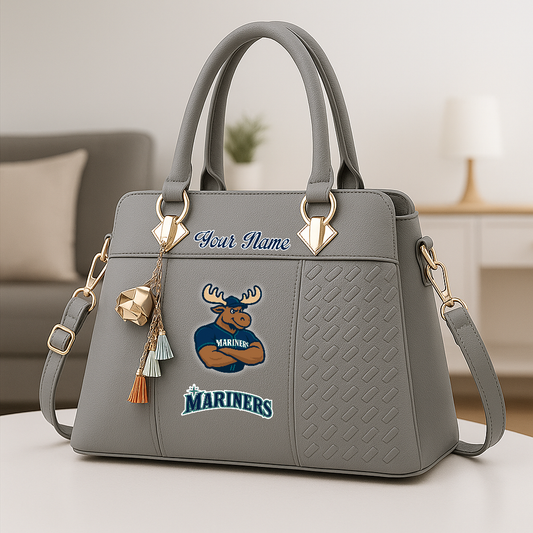 LIMITED EDITION - NEW CUSTOMIZED MLB14 SMS ST MARINERS ZIP HANDBAG MULTICOLOR