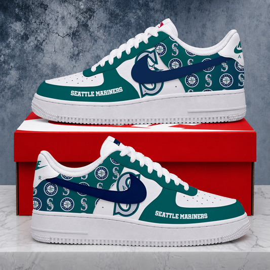 VIRAL EDITION - NEW CUSTOMIZED MLB14 SMS SEATTLE MARINERS AF1 SHOES