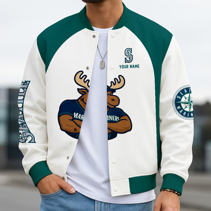 LIMITED EDITION - NEW CUSTOMIZED MLB14 SMS ST MARINERS BASEBALL JACKET, SATIN VARSITY JACKET
