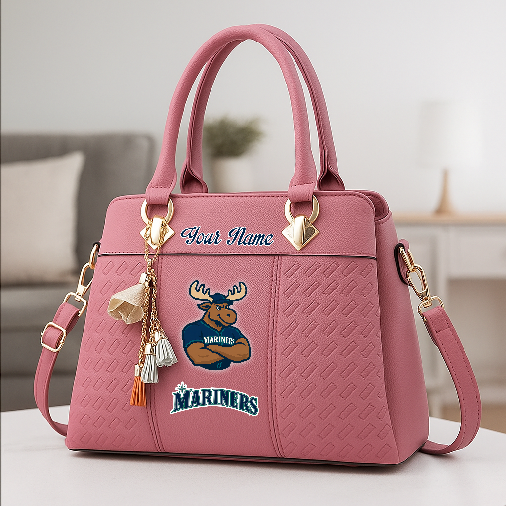 LIMITED EDITION - NEW CUSTOMIZED MLB14 SMS ST MARINERS ZIP HANDBAG MULTICOLOR