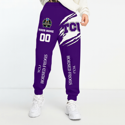 LIMITED DROP - NEW CUSTOMIZED COLLEGE WORLD SERIES NCAA14 THF TCU HORNED FROGS UNISEX LONG PANTS