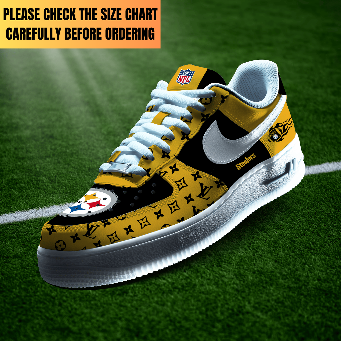 VIRAL EDITION - NEW CUSTOMIZED NFL14 PSB PITTSBURGH STEELERS AF1 SHOES