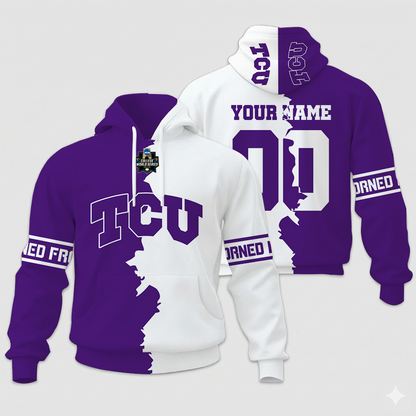 MEGA SALE - NEW CUSTOMIZED COLLEGE WORLD SERIES NCAA14 TCU HORNED FROGS UNISEX HOODIE & ZIP HOODIE