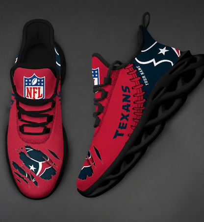 FINAL SALE - NEW CUSTOMIZED NFL15 HTT HOUSTON TEXANS UNISEX MAX SOUL SHOES