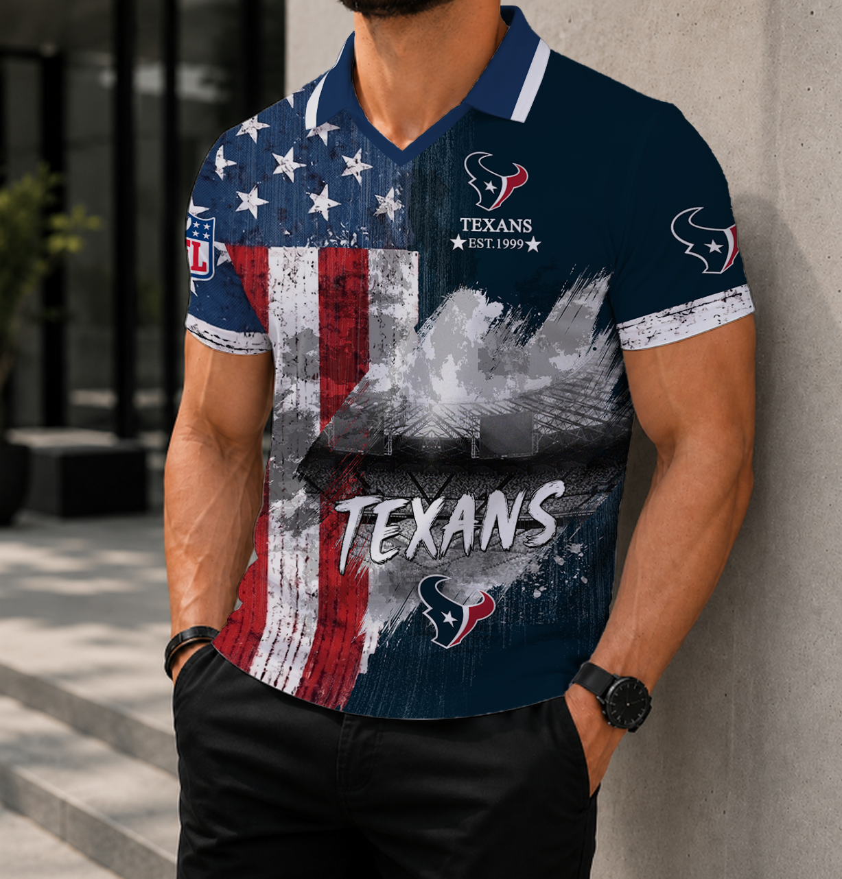FINAL SALE - NEW CUSTOMIZED NFL15 HTT HOUSTON TEXANS POLO SHIRT