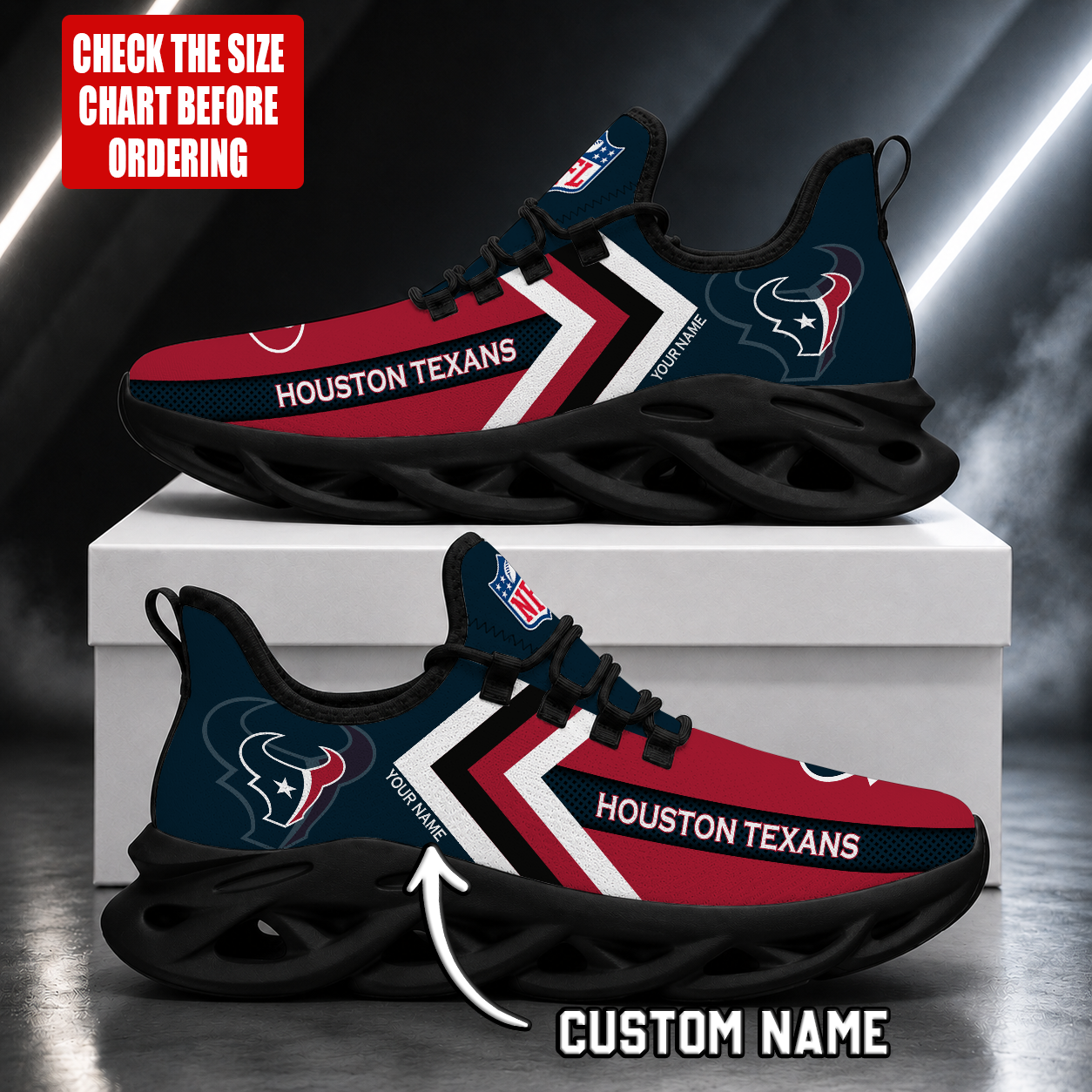 FINAL SALE - NEW CUSTOMIZED NFL15 HTT HOUSTON TEXANS UNISEX MAX SOUL SHOES