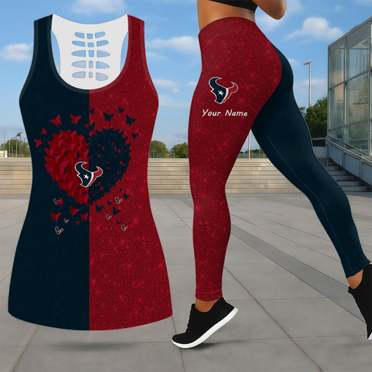 LIMITED EDITION - NEW CUSTOMIZED NFL15 HTT HOUSTON TEXANS LEGGINGS & HOLLOW TANK TOP SET