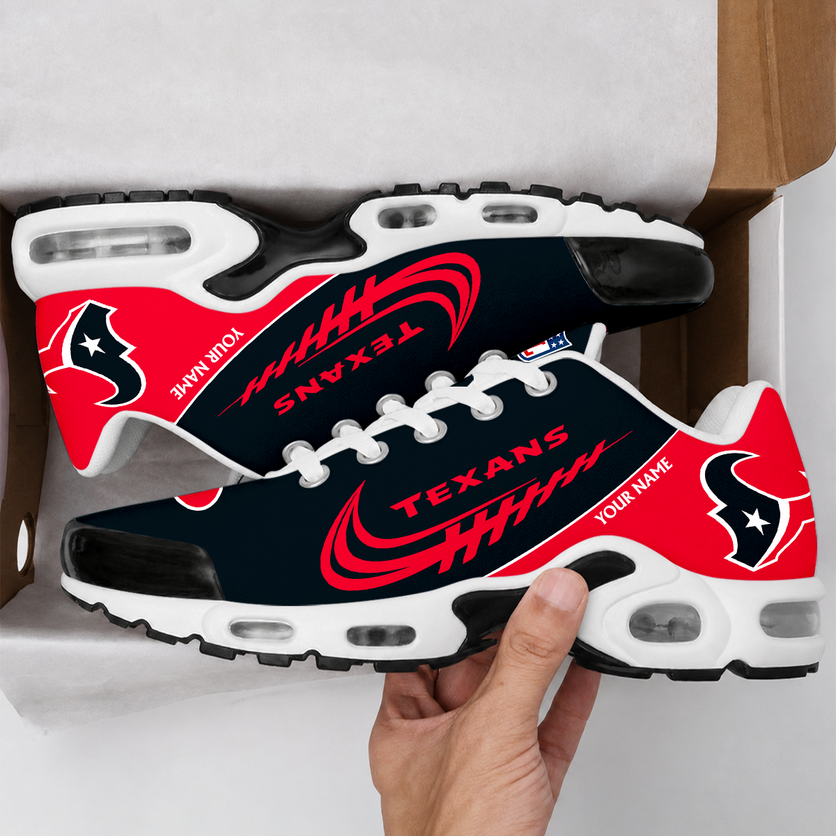 FLASH SALE - NEW CUSTOMIZED NFL15 HTT HOUSTON TEXANS AIR MAX PLUS SNEAKERS