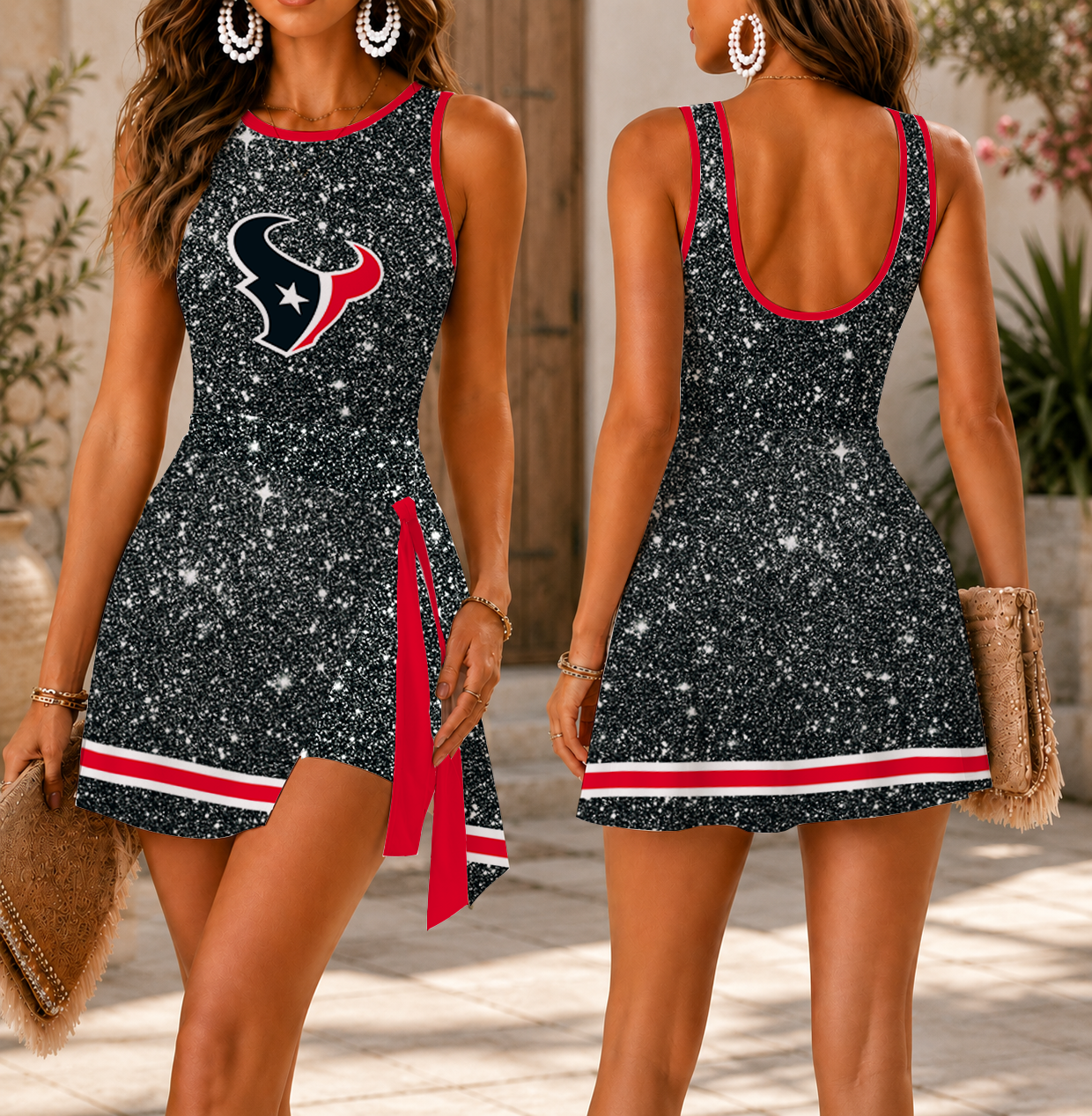 FINAL SALE - NEW CUSTOMIZED NFL15 HTT HOUSTON TEXANS WOMEN'S SUMMER SKORT DRESS
