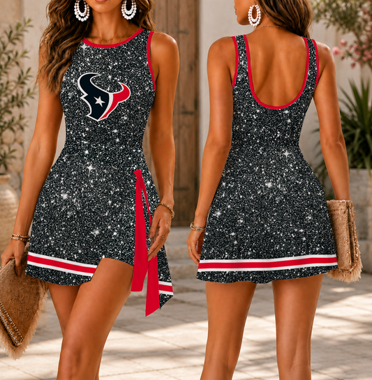 FINAL SALE - NEW CUSTOMIZED NFL15 HTT HOUSTON TEXANS WOMEN'S SUMMER SKORT DRESS