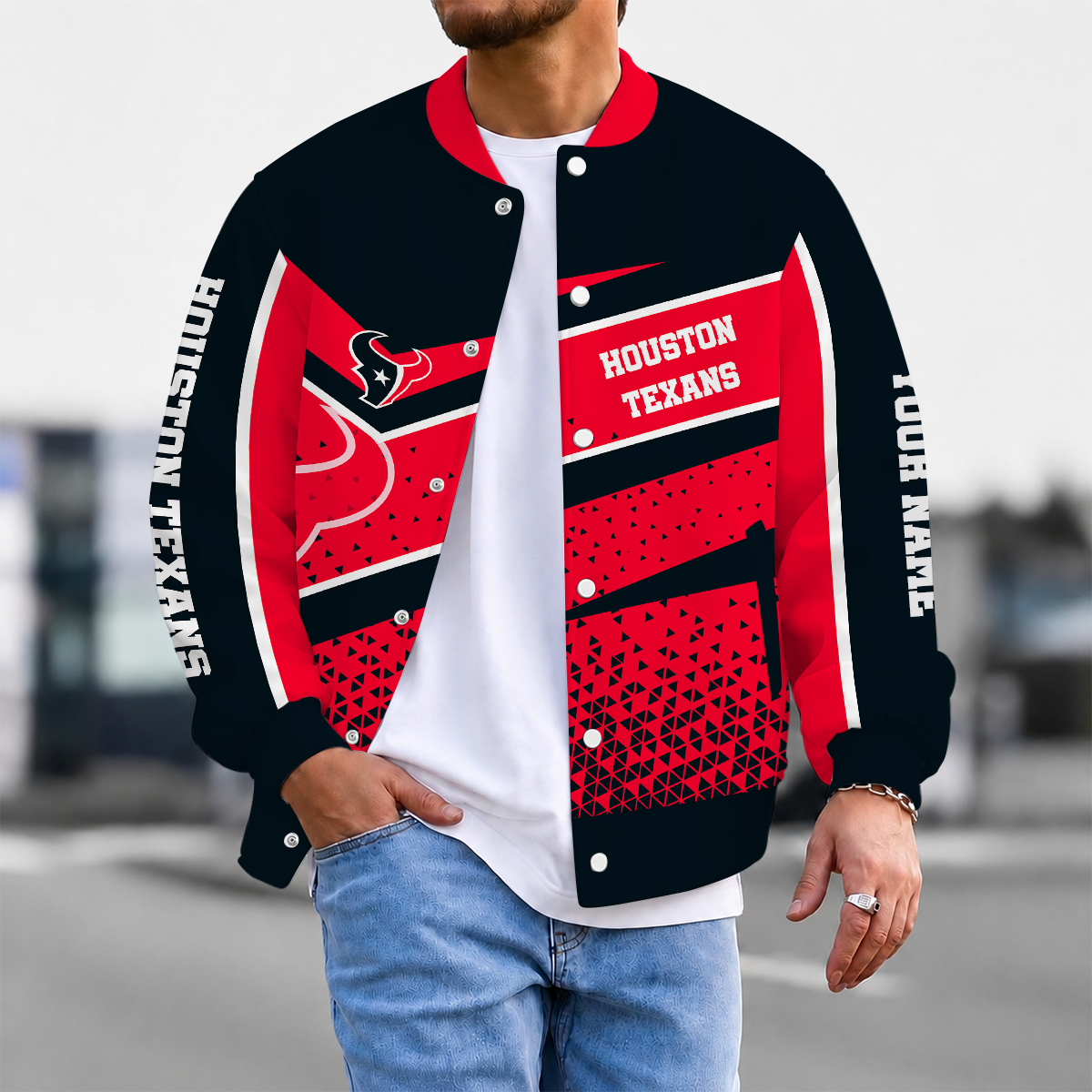 FLASH SALE - NEW CUSTOMIZED NFL15 HTT HOUSTON TEXANS SATIN VARSITY & BASEBALL JACKET