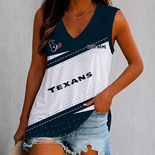 VIRAL EDITION - NEW CUSTOMIZED NFL15 HTT HOUSTON TEXANS WOMEN'S V-NECK TANK TOP