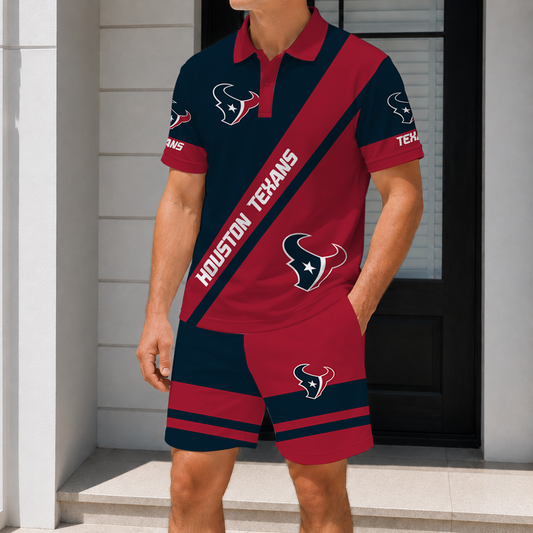 FINAL SALE - NEW CUSTOMIZED NFL15 HTT HOUSTON TEXANS POLO SHIRT & SHORT PANTS SET