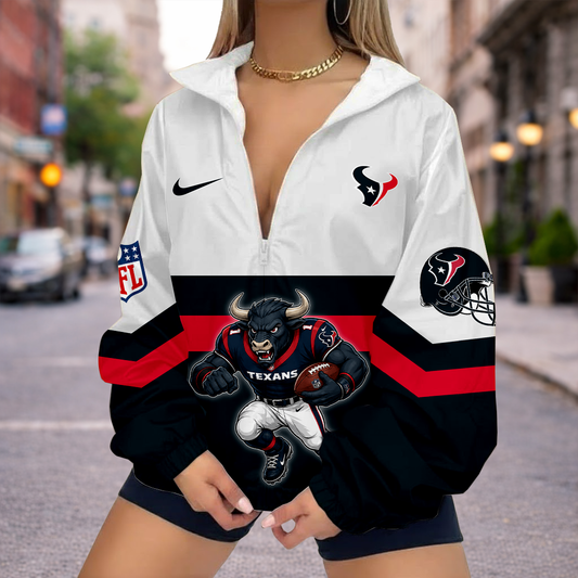 FINAL SALE - NEW CUSTOMIZED NFL15 HTT HOUSTON TEXANS V-NECK ZIPPER SWEATSHIRT JACKET