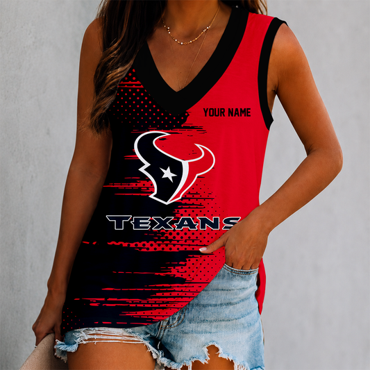 FINAL SALE - NEW CUSTOMIZED NFL15 HTT HOUSTON TEXANS WOMEN'S V-NECK TANK TOP
