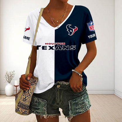 VIRAL EDITION - NEW CUSTOMIZED NFL15 HTT HOUSTON TEXANS V-NECK FEMALE SHIRT
