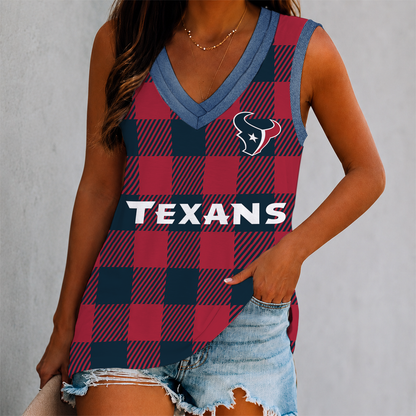 FLASH SALE - NEW CUSTOMIZED NFL15 HTT HOUSTON TEXANS WOMEN'S V-NECK TANK TOP