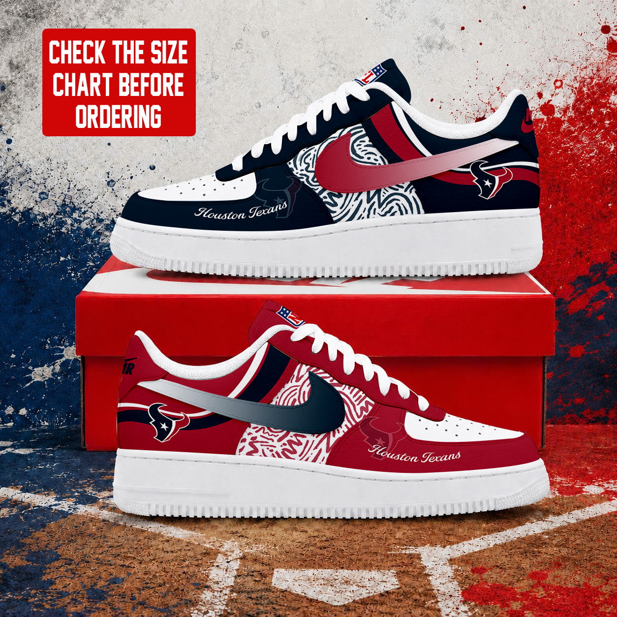 FLASH SALE - NEW CUSTOMIZED NFL15 HTT HOUSTON TEXANS AF1 SHOES