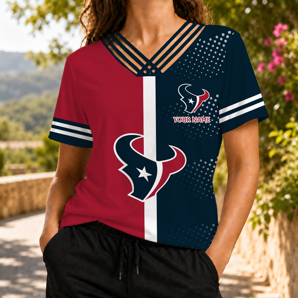 VIRAL EDITION - NEW CUSTOMIZED NFL15 HTT HOUSTON TEXANS V-NECK SHIRT