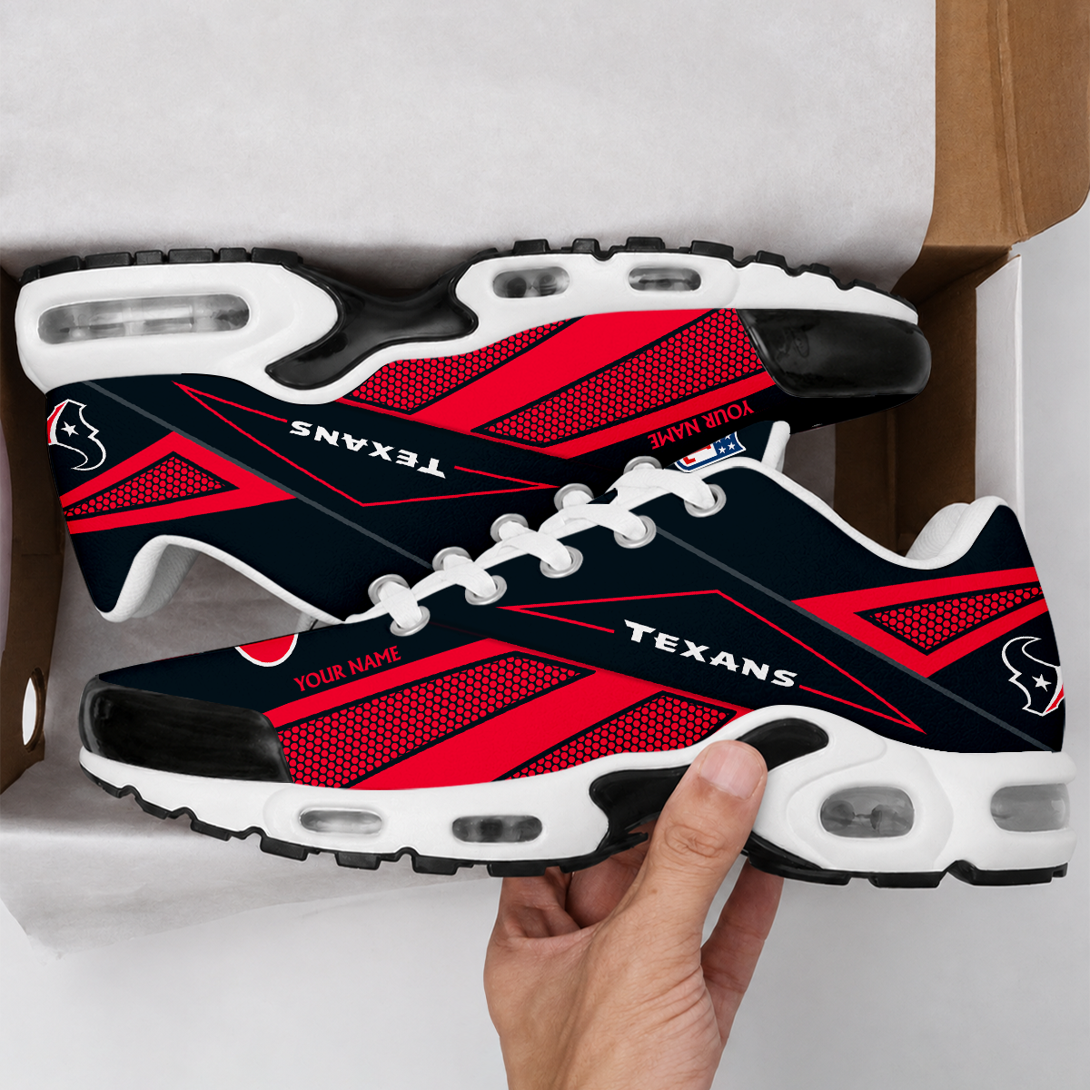 LIMITED EDITION - NEW CUSTOMIZED NFL15 HTT HOUSTON TEXANS AIR MAX PLUS SNEAKERS