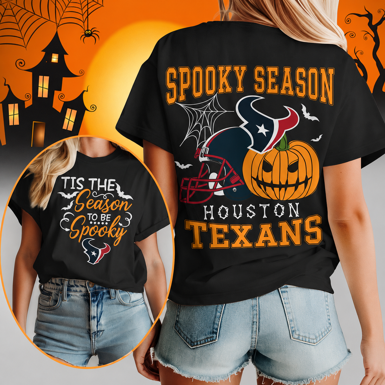 FLASH SALE - NEW CUSTOMIZED NFL15 HTT HOUSTON TEXANS  HALLOWEEN T-SHIRT, HOODIE & ZIP HOODIE