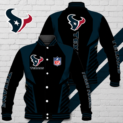 LIMITED EDITION - NEW CUSTOMIZED NFL15 HTT HOUSTON TEXANS SATIN VARSITY & BASEBALL JACKET
