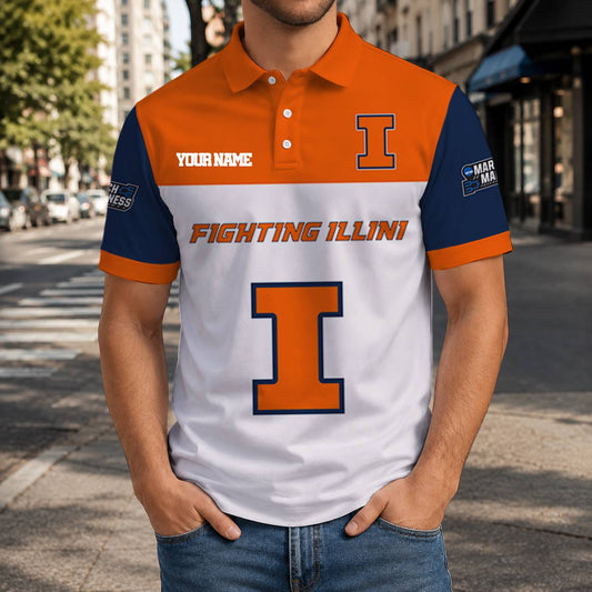 MEGA SALE - NEW CUSTOMIZED NCAA MAM15 IFI ILLINOIS FIGHTING ILLINI T-SHIRT, POLO SHIRT, ZIP POLO SHIRT, SWEATSHIRT, HOODIE & ZIP HOODIE