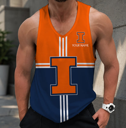 SPECIAL EDTION - NEW CUSTOMIZED NCAA MAM15 IFI ILLINOIS FIGHTING ILLINI STRAPPY UNISEX TANK TOP